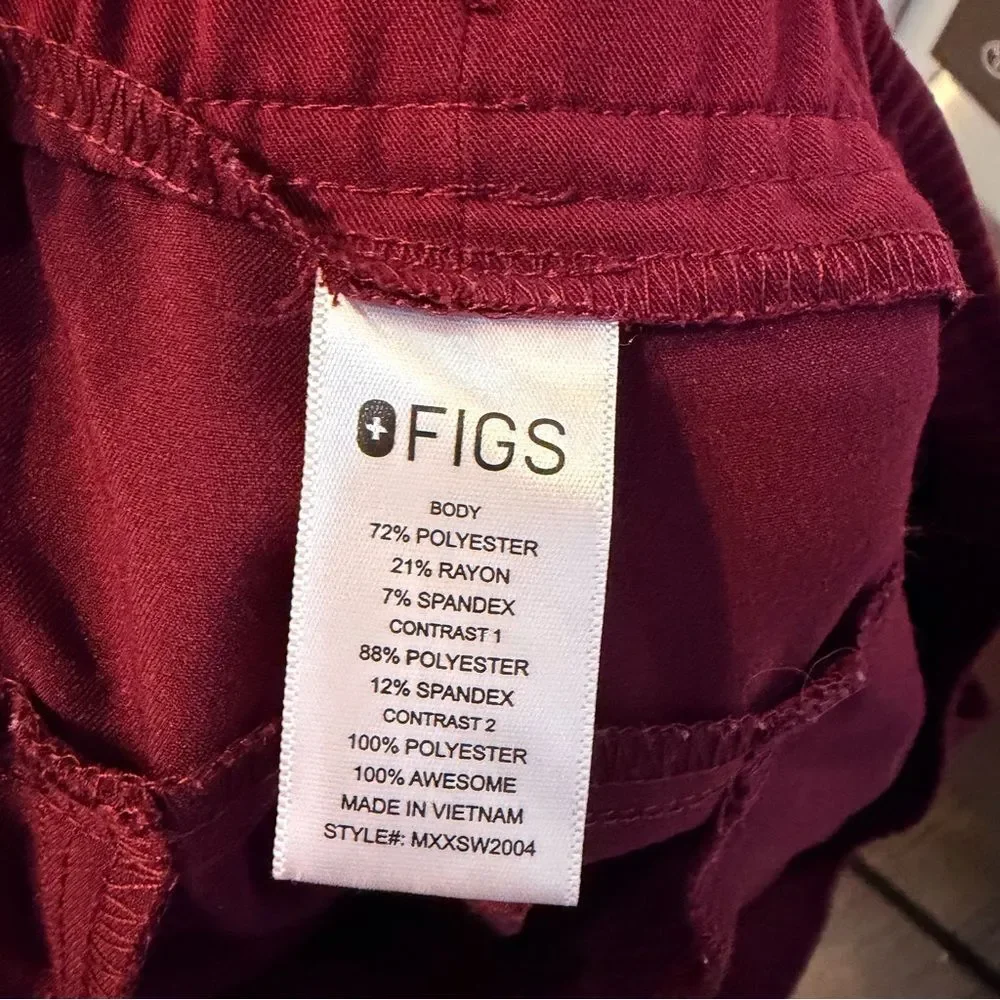 Figs Tansen Jogger Scrub Pants Mens Size Large Burgundy Dark Red